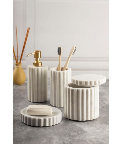 Roksana White Marble Bath Accessories  Set of 4