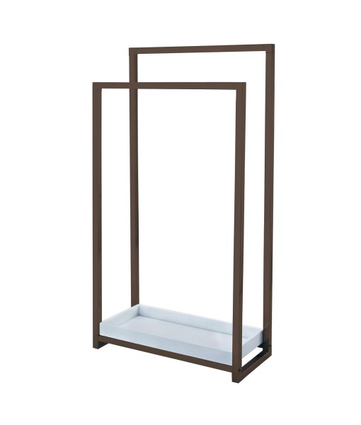 Pedestal 2-Tier Steel Construction Towel Rack with Wooden Case