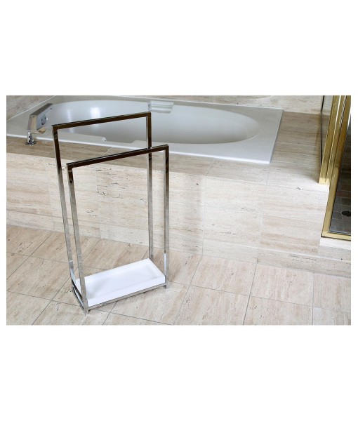 Pedestal 2-Tier Steel Construction Towel Rack with Wooden Case